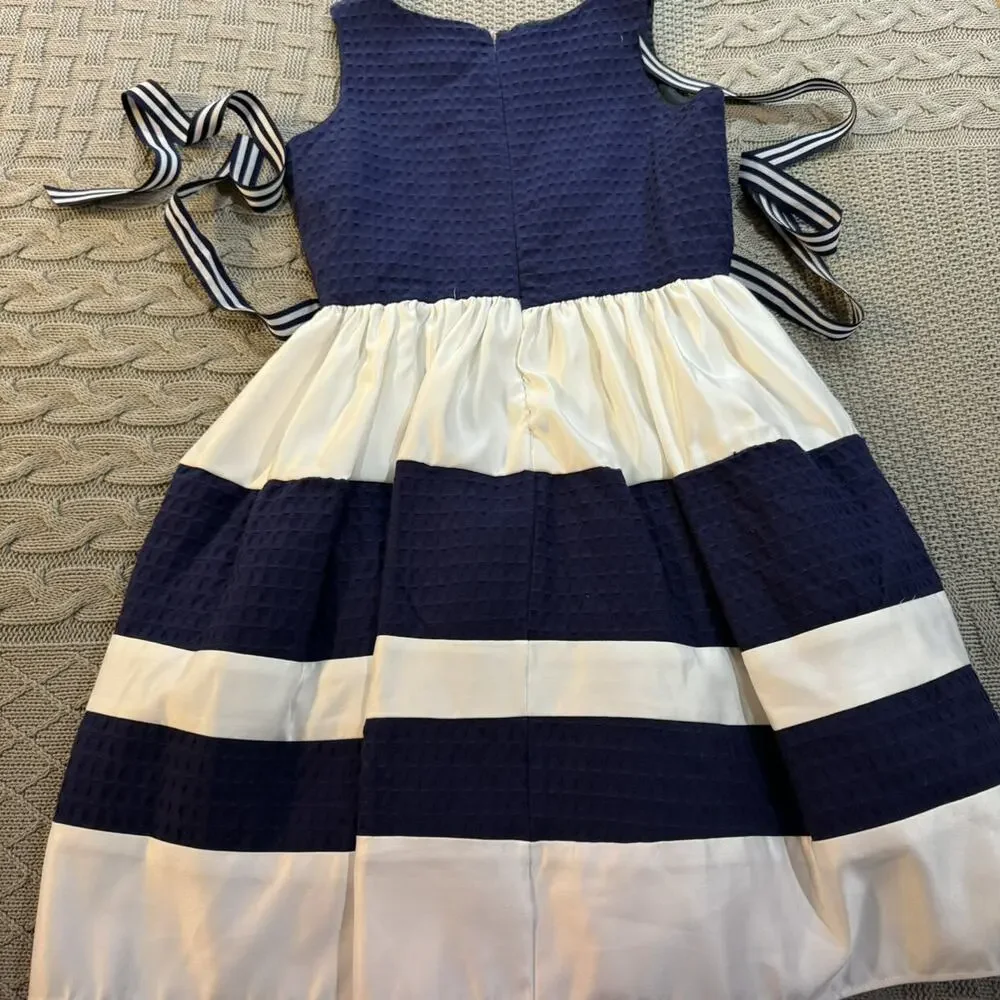 Dorissa Navy Blue & White Party Dress ~ 12